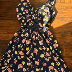 Charming Floral Kids Dress in Navy